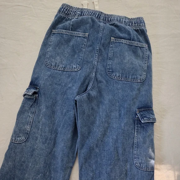Gap High Rise Wide Leg Blue Denim Cargo Pants XS Womens Stretchy 26 Inch Waist - Picture 11 of 12